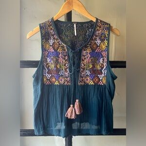 Free People Woven Boho Tank Top Blouse